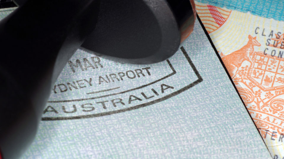 australian immigration passport with passport and visa